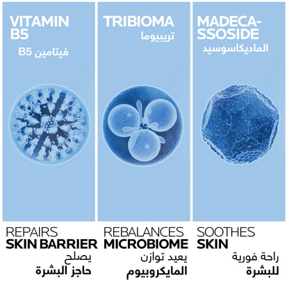 Key ingredients of Cicaplast Baume B5+ SPF50: Vitamin B5, Tribioma, Madecassoside