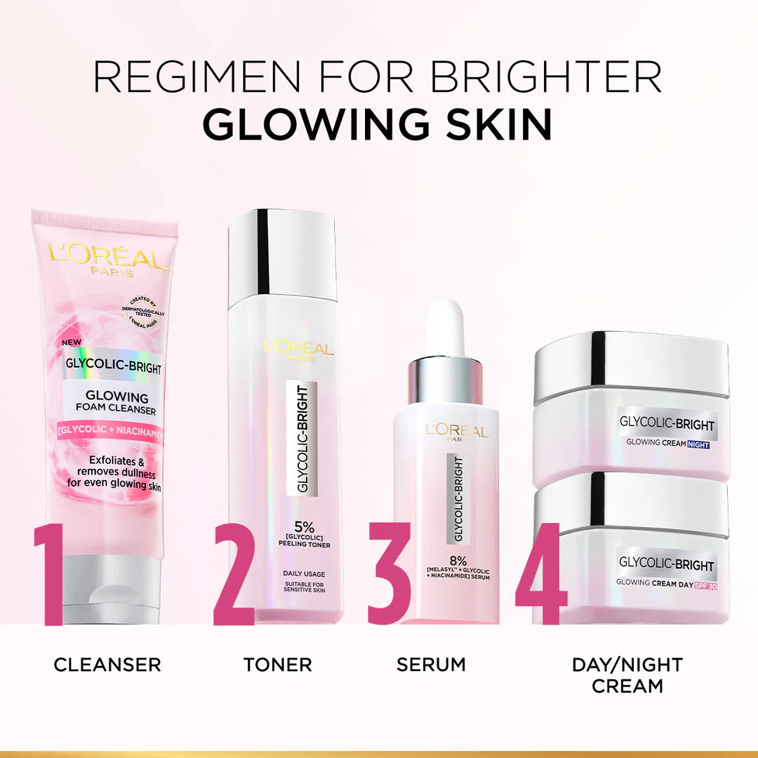 L’Oréal Paris Glycolic-Bright Glowing Night Cream, for Dark Spots Reduction, and Skin Tone Evenness, 50ml