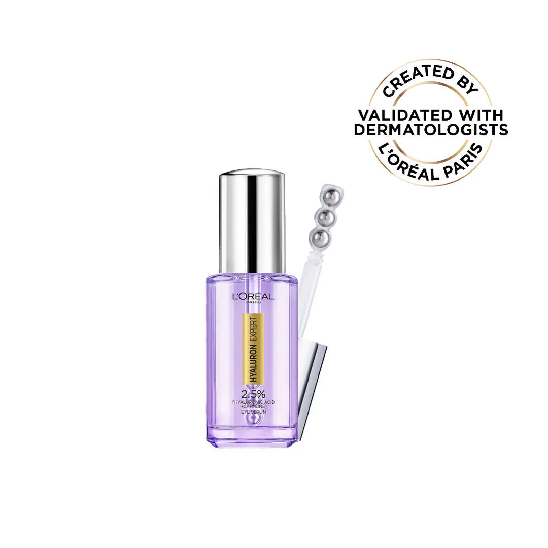 L'Oreal Paris Hyaluron Expert Eye Serum, Targeted Eye Contour Treatment, with Hyaluronic Acid and Caffeine, 20ml