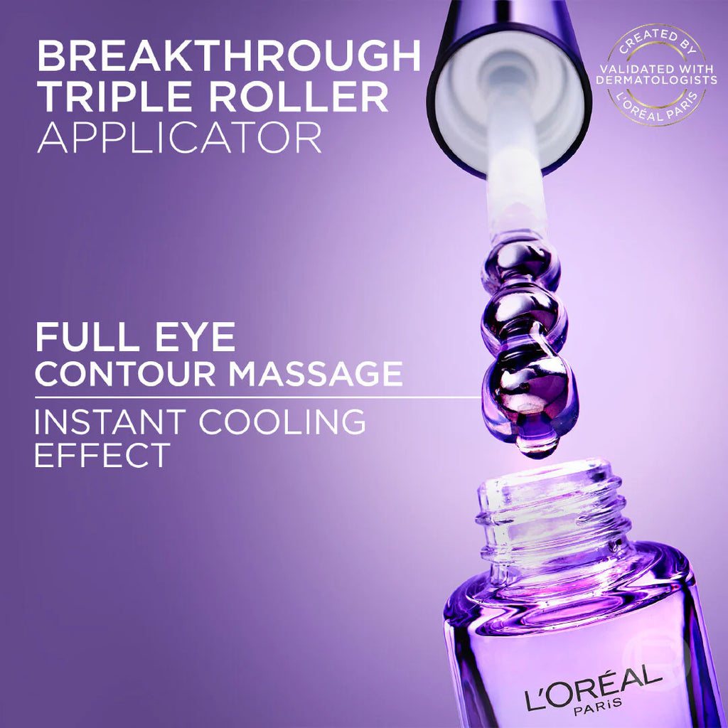 L'Oreal Paris Hyaluron Expert Eye Serum, Targeted Eye Contour Treatment, with Hyaluronic Acid and Caffeine, 20ml