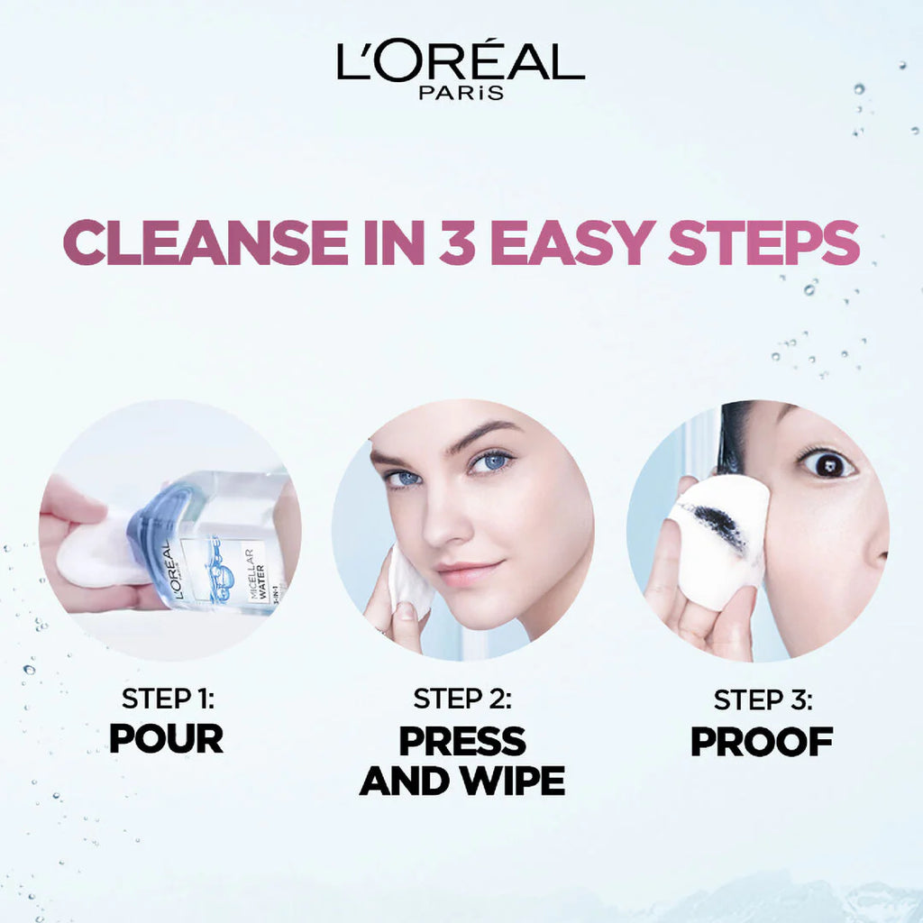 L’Oréal Paris 3-in-1 Refreshing and Moisturizing Micellar Water, Cleanse, Remove Makeup and Soothe, for Sensitive and Normal to Dry Skin, 400ml
