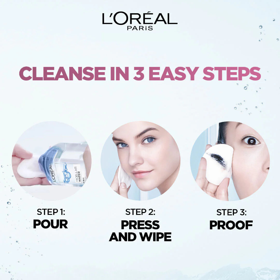 L’Oréal Paris 3-in-1 Refreshing and Moisturizing Micellar Water, Cleanse, Remove Makeup and Soothe, for Sensitive and Normal to Dry Skin, 400ml
