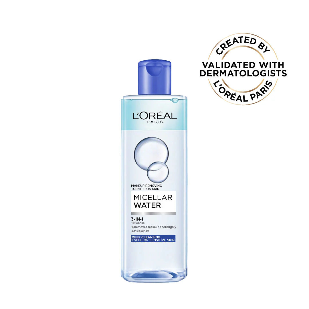 L’Oréal Paris 3-in-1 Bi-Phase Micellar Water, Deeply Cleanse, Remove Water Proof Makeup and Soothe, for All Skin Types and Sensitive Skin, 400ml
