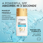 L'Oréal Paris UV Defender, Aquafusion Daily Water Gel Sunscreen, SPF50+ PA++++, Defends from all UV aging signs, 50ml