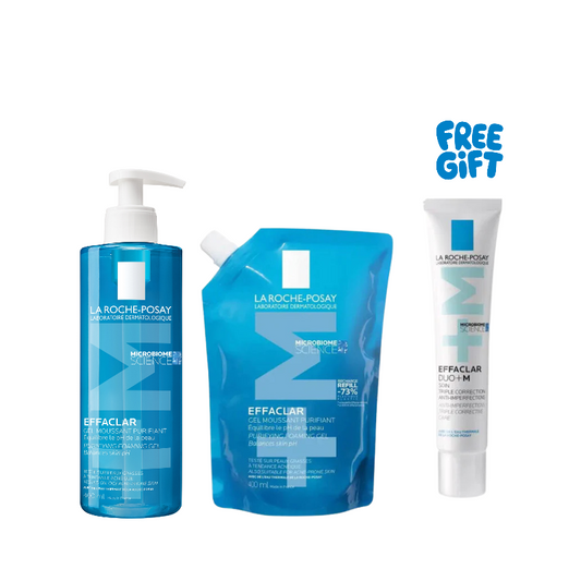 La Roche-Posay skincare products with a free gift offer on a white background