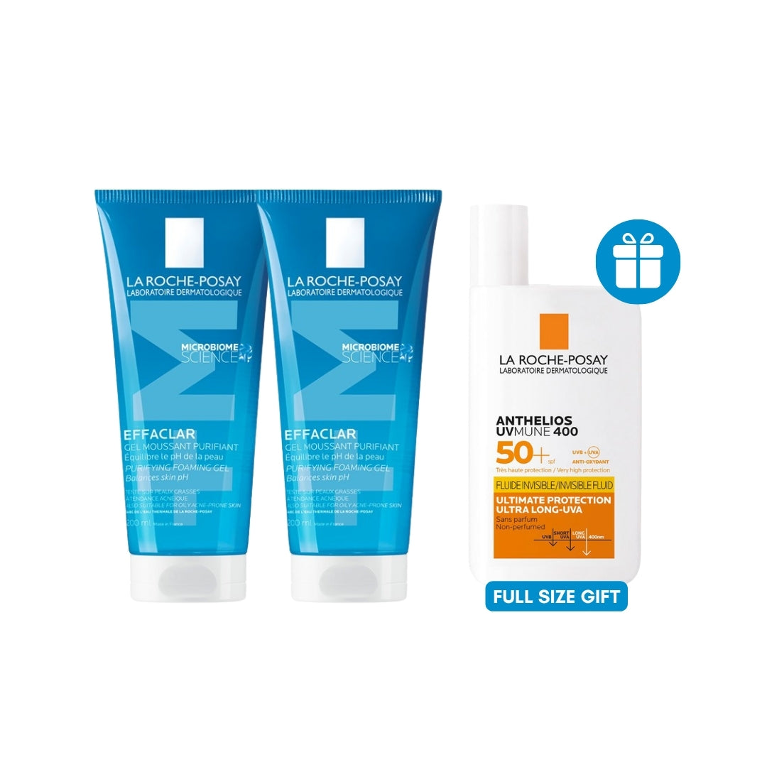 BUY 2 LA ROCHE POSAY  Effaclar Gel 200ml AND GET ANTH UVMUNE FLU SP50+ F50ML FOR FREE