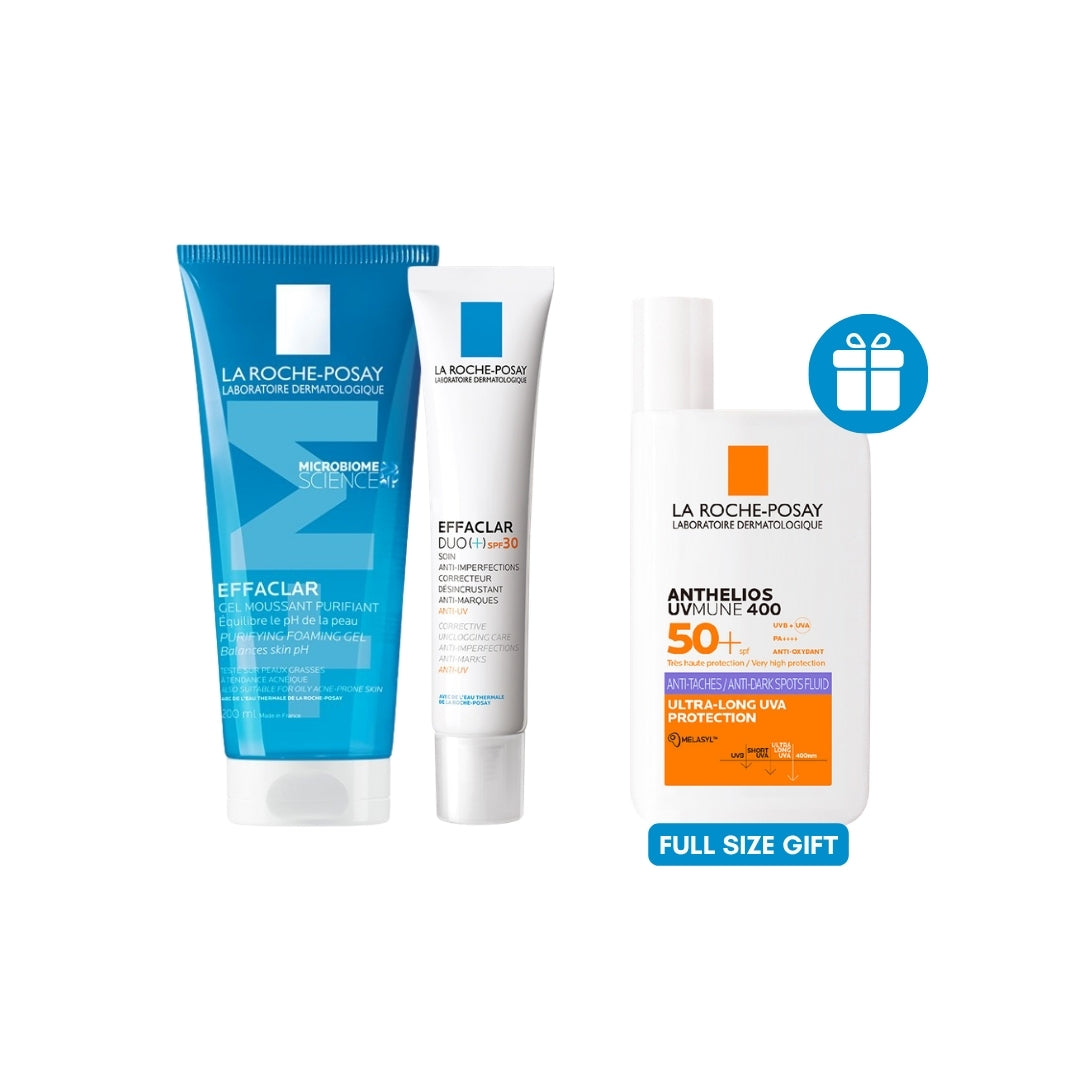 LA ROCHE-POSAY Effaclar Gel 200ml + LA ROCHE POSAY Effaclar Duo+M 40ml AND GET ANTH UVM ANTIPIGM FOR FREE