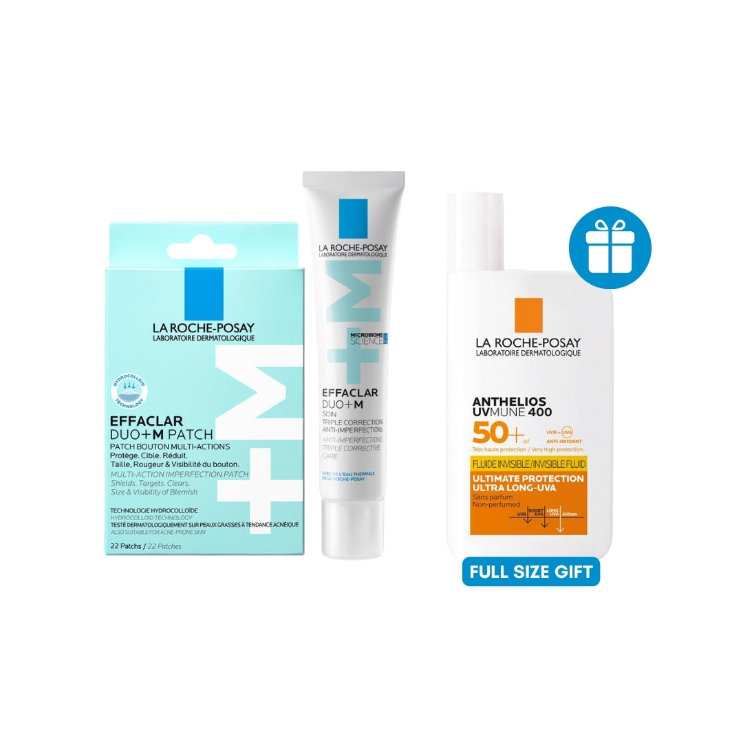 LA ROCHE-POSAY Effaclar Duo+M 40ml + LA ROCHE-POSAY Effaclar Patches AND GET ANTH UVMUNE FLU SP50+ FOR FREE