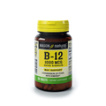 Vitamin B-12 supplement bottle with yellow cap and label on a white background