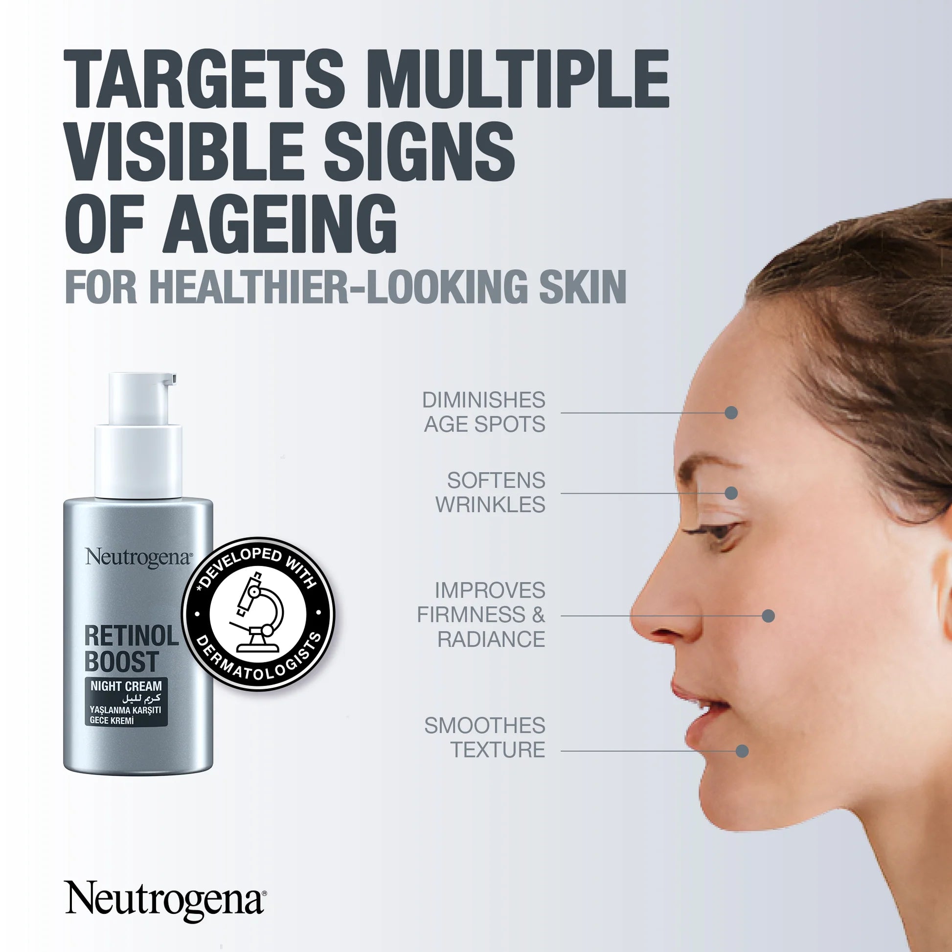 Neutrogena Retinol Boost Night Cream, Fights visible signs of ageing and reduces the appearance of wrinkles, dryness, and age spots, 50ml