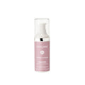 Skincare bottle with pink label on a white background