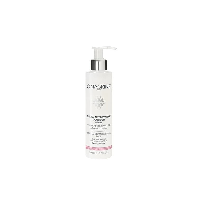 Onagrine facial cleansing gel bottle on a white background