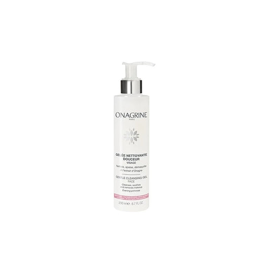 Onagrine facial cleansing gel bottle on a white background