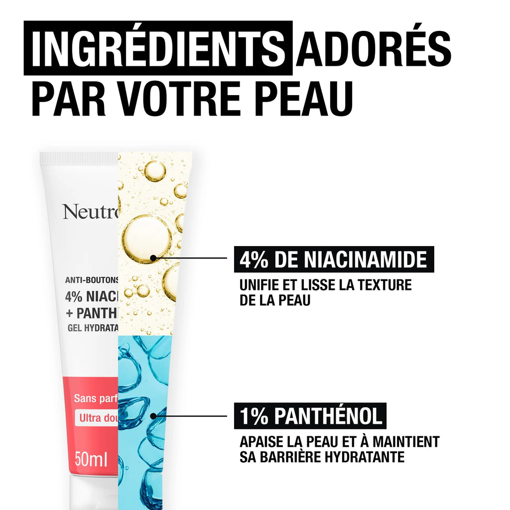 Neutrogena Spot Control+ Gel Hydrator, with 4% Niacinamide + Panthenol, provides immediate hydration to fortify and protect skin barrier, 50ml