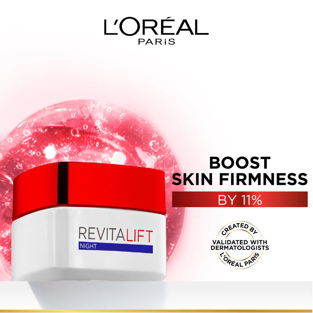 L'Oreal Paris Revitalift Hydrating and Moisturizing Night Cream, for Wrinkles Reduction, Formulated with Pro-Retinol, 50ml