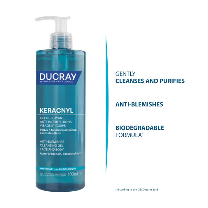 2x Ducray Keracnyl Foaming Gel 400ml