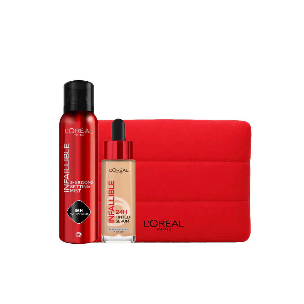 L'Oréal Paris Infaillible Setting Mist Spray + Tinted Serum + FREE Pouch At 15% OFF