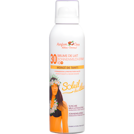Soleil Des Iles Brume De Lait SPF 30 Coconut Sunscreen Spray – Hydrating & Protective Sun Mist