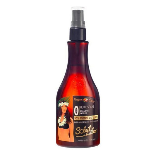 Bottle of Soleil Des Îles Intense Dry Tanning Oil with Island fragrance, SPF 0, 150 ml