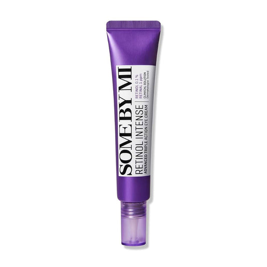 Purple skincare tube labeled 'Some by Mi' on a white background