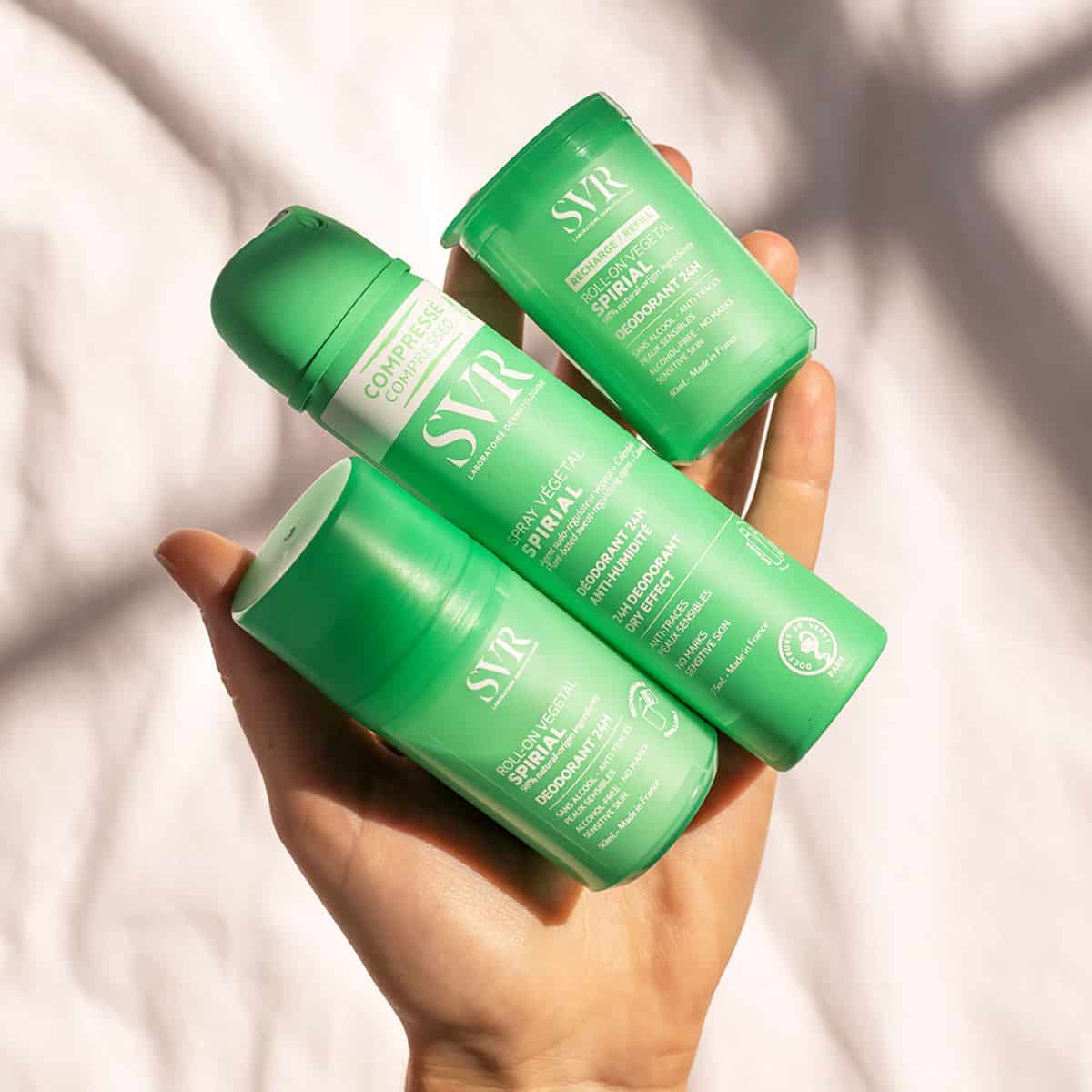 SVR Spirial Spray Anti-Transpirant 75ml – Spray régulateur de transpiration pour aisselles, pieds et mains, efficacité 48h