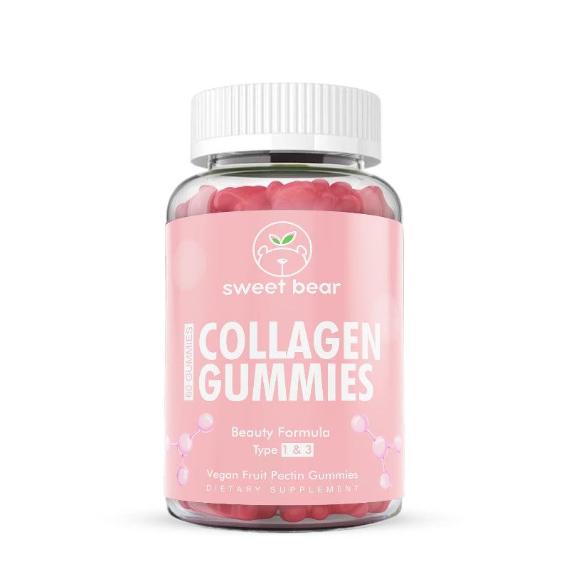 Bottle of Sweet Bear Collagen Gummies on a white background