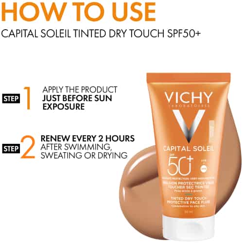 VICHY Capital Soleil Dry Touch Face Fluid BB Tinted SPF50+ - dsonline.me