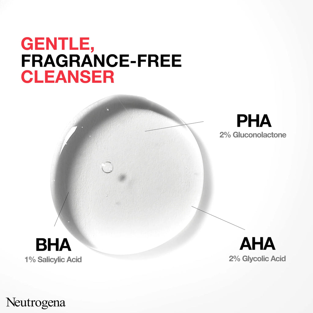 Neutrogena, Spot Controlling+ Facial Wash - Gel Netttoyant, combination of Salicylic acid - a purifying agent and glycolic acid, Clearer Skin In 1 Week, 200ml